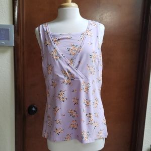 Lavender floral maternity nursing tank top